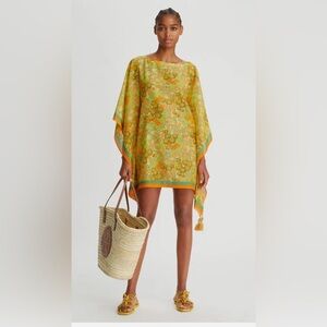 Tory Burch Yellow and Green Floral Swim Cover-Up